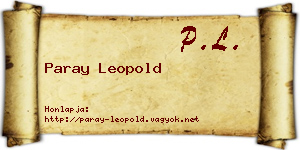 Paray Leopold névjegykártya